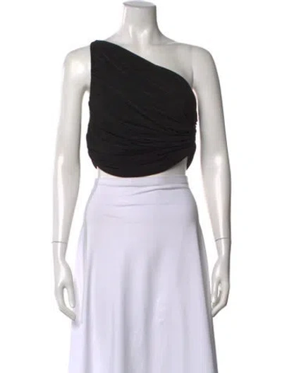 Pre-owned Norma Kamali One-shoulder Sleeveless Crop Top In Black