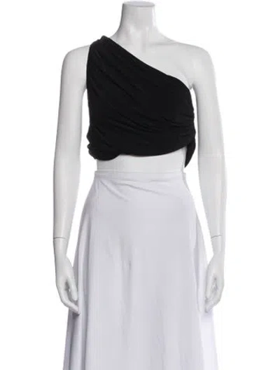 Pre-owned Norma Kamali One-shoulder Sleeveless Crop Top In Black