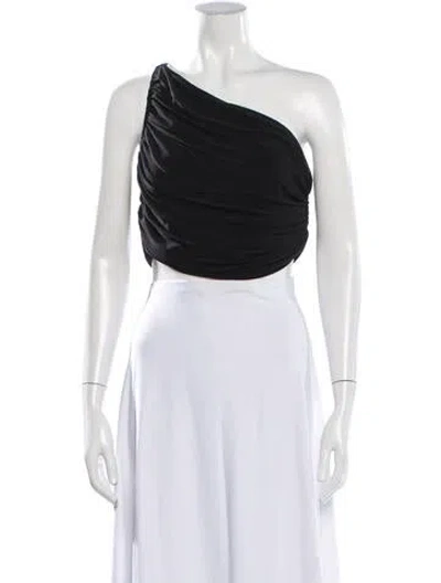 Pre-owned Norma Kamali One-shoulder Sleeveless Crop Top In Black