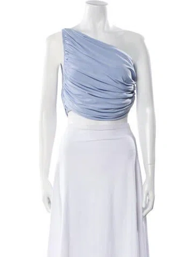 Pre-owned Norma Kamali One-shoulder Sleeveless Crop Top In Blue