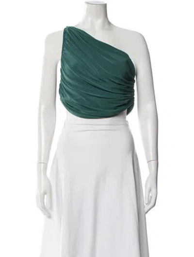 Pre-owned Norma Kamali One-shoulder Sleeveless Crop Top In Green