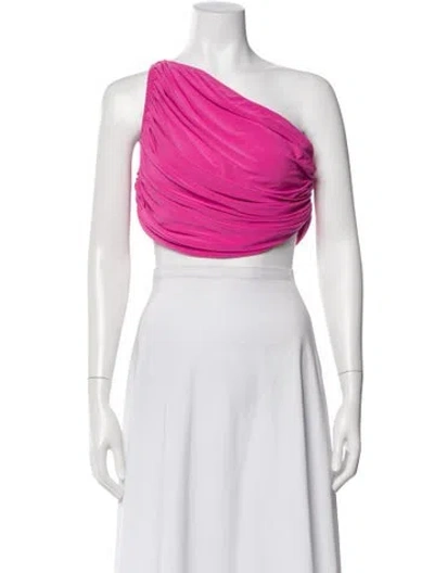Pre-owned Norma Kamali One-shoulder Sleeveless Crop Top In Pink