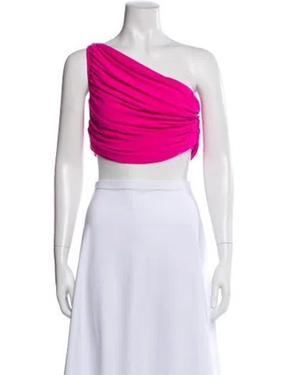 Pre-owned Norma Kamali One-shoulder Sleeveless Crop Top In Pink