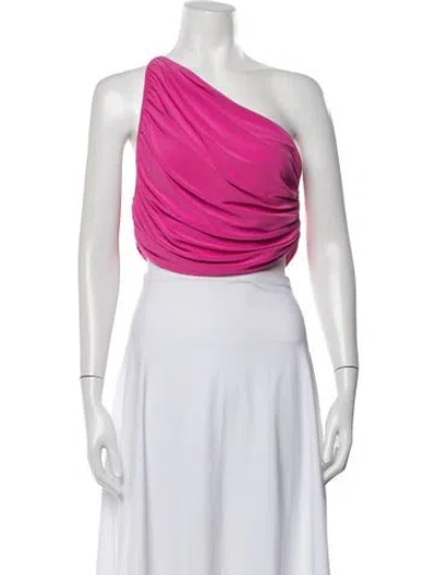 Pre-owned Norma Kamali One-shoulder Sleeveless Crop Top In Pink