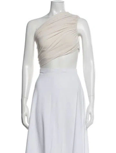 Pre-owned Norma Kamali One-shoulder Sleeveless Crop Top In White