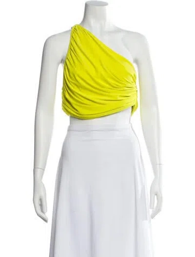 Pre-owned Norma Kamali One-shoulder Sleeveless Crop Top In Yellow