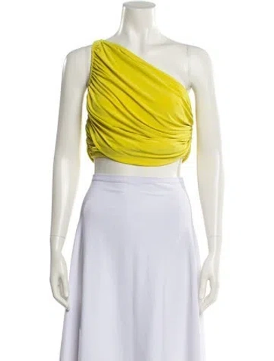 Pre-owned Norma Kamali One-shoulder Sleeveless Crop Top In Yellow