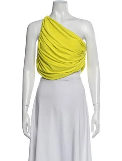 Pre-owned Norma Kamali One-shoulder Sleeveless Crop Top In Yellow