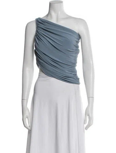 Pre-owned Norma Kamali One-shoulder Sleeveless Top In Blue