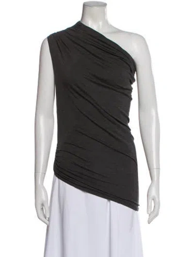 Pre-owned Norma Kamali One-shoulder Sleeveless Top In Gray