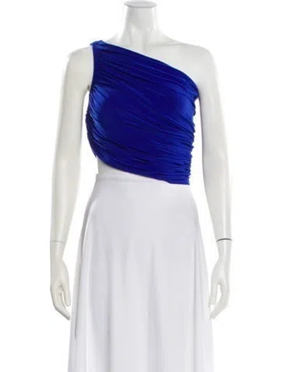 Pre-owned Norma Kamali One-shoulder Sleeveless Top W/ Tags In Blue