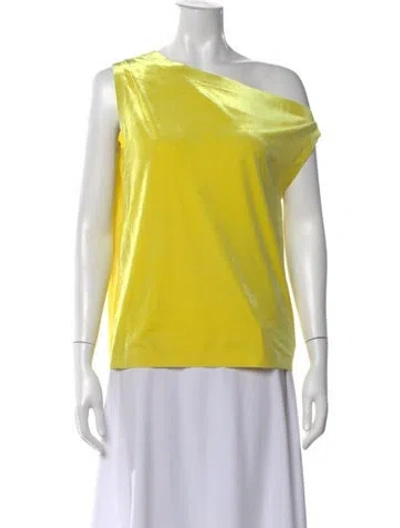 Pre-owned Norma Kamali One-shoulder Sleeveless Top W/ Tags In Yellow