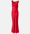 Norma Kamali Sleeveless Low Back Drape Satin Gown In Red