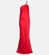 Norma Kamali One-shoulder-robe Aus Satin In Rot