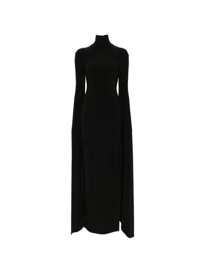 Norma Kamali Open-back Ribbon-sleeve Gown In Black
