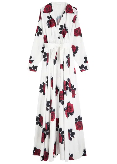 Norma Kamali Oversized Boyfriend Floral-print Shell Gown