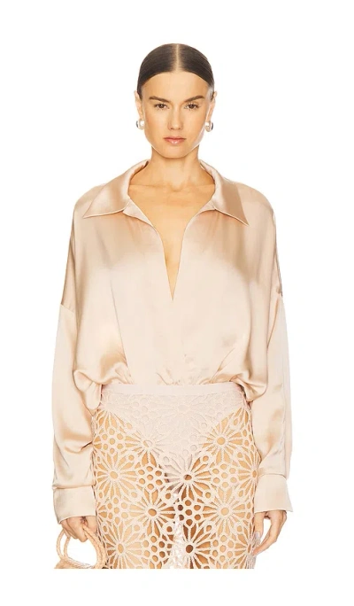 Norma Kamali Oversized Boyfriend Shirt Bodysuit