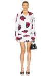 Norma Kamali Oversized Boyfriend Shirt Shirred Bottom Mini Dress