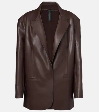 Norma Kamali Oversized Faux Leather Blazer In Brown