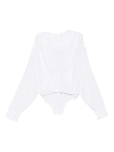 Norma Kamali Oversized Hooded Bodysuit In White