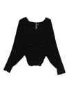Norma Kamali Black Oversized Blouse With Ruffles And Fixed Hood In Tech Fabric Woman In Black