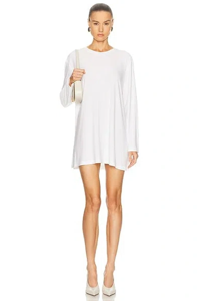 Norma Kamali Oversized Long Sleeve Mini Dress In White