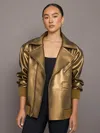 Norma Kamali Oversized Moto Jacket In Metallic Bronze