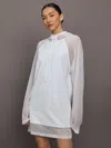 Norma Kamali Oversized Raglan Sleeve Hooded Mini Dress W Mesh In White