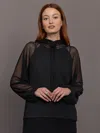Norma Kamali Oversized Raglan Sleeve Hooded Top W Mesh In Black