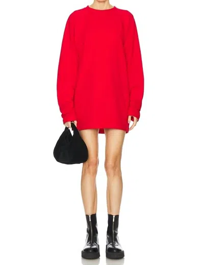 Norma Kamali Oversized Raglan Sleeve Mini Dress In Tiger Red