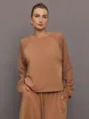 Norma Kamali Oversized Raglan Sleeve Top W/ Mesh In Cappuccino