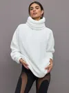 Norma Kamali Oversized Raglan Sleeve Top W/ Tube Scarf In Snow White