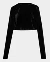 Norma Kamali Oversized Raglan-sleeve Velvet Crop Top In Black