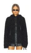 Norma Kamali Oversized Raglan Sleeve Zip Front Hooded Jacket In Black