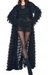 Norma Kamali Oversized Ruffle Coat In Black In Black