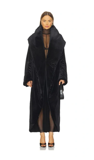 Norma Kamali Oversized Shawl Collar Maxi Coat In Black