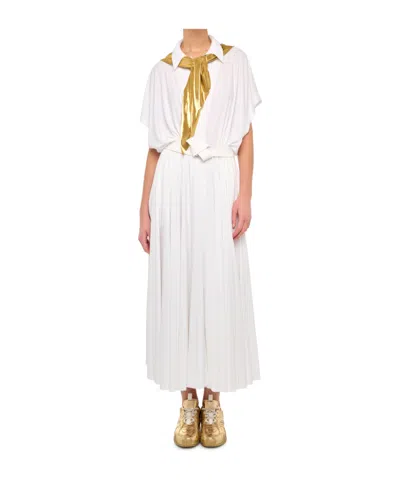 Norma Kamali Oversized Sleeveless Nk Flared Dress In White