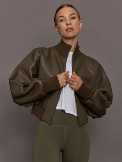 Norma Kamali Oversized Turtle Bomber Jacket In Brown
