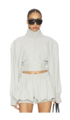 Norma Kamali Oversized Turtle Bomber Jacket In Gray