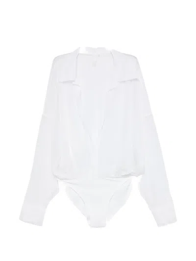 Norma Kamali Oversized-fit Sheer Bodysuit In White