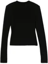 NORMA KAMALI PADDED SHOULDER CREWNECK TOP