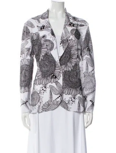 Pre-owned Norma Kamali Paisley Print Blazer In White
