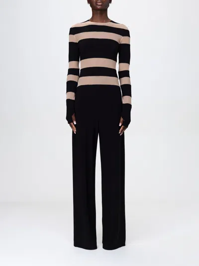 Norma Kamali Black/beige Spliced Straight Leg Jumpsuit