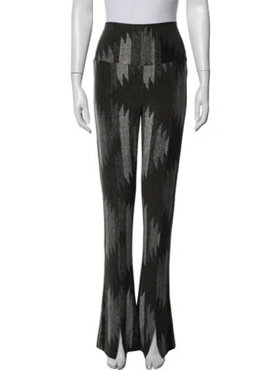 Pre-owned Norma Kamali Patterned Flared Pants In Green