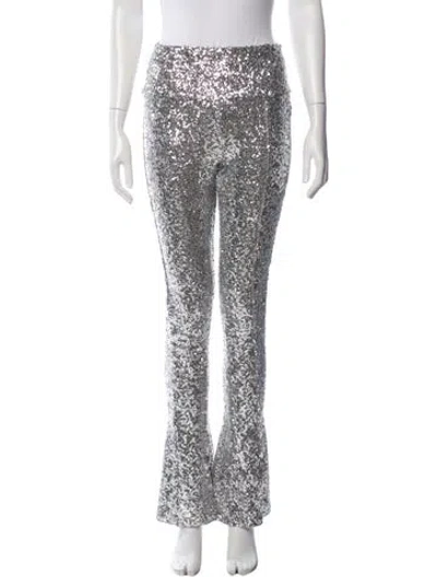Pre-owned Norma Kamali Patterned Flared Pants In Silver