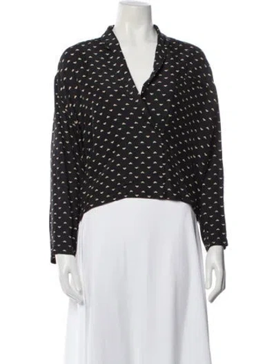 Pre-owned Norma Kamali Patterned Long Sleeve Blouse In Gray