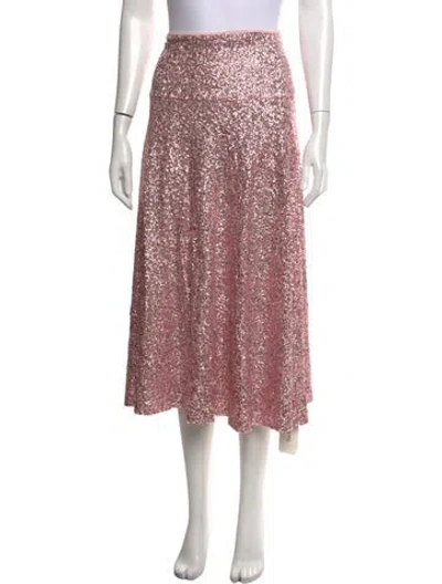 Pre-owned Norma Kamali Patterned Midi Length Skirt In Metallic/pink
