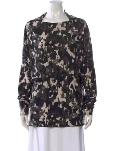 Pre-owned Norma Kamali Patterned Square Neckline Top In Black
