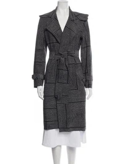 Pre-owned Norma Kamali Patterned Trench Coat In Black