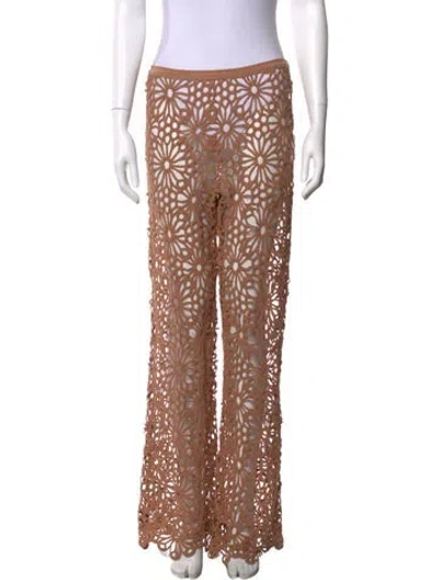 Pre-owned Norma Kamali Patterned Wide Leg Pants In Brown